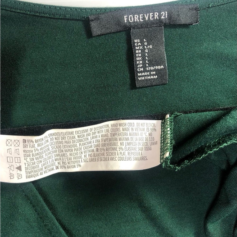 Forever 21 Dark Green Wrap-Style Large Mini Dress - Picture 2 of 11